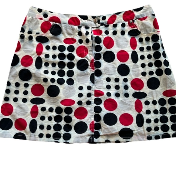 ABS by Allen Schwartz, miniskirt, polkadots, cotton, red, white and black size 8 - Picture 1 of 9